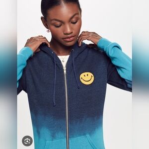 Aviator Nation Blue Dip Dye Smiley Zip Up